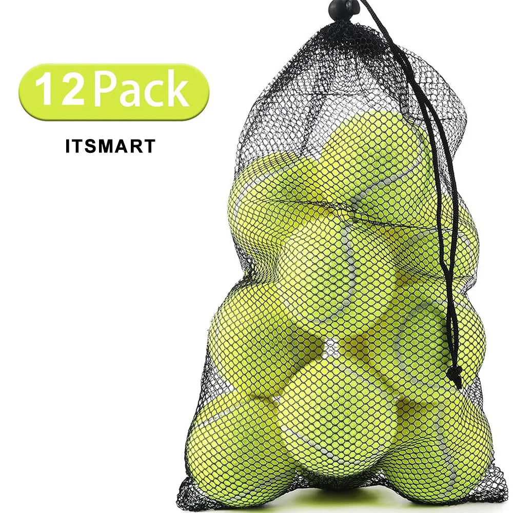 Lot de 6 ou 12 Balles de Tennis – Haute Élasticié avec Sac en Filet
