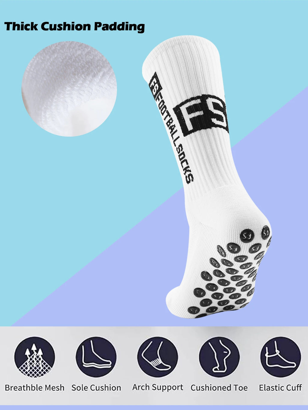 Lot de 4 paires – Chaussettes de sport antidérapantes